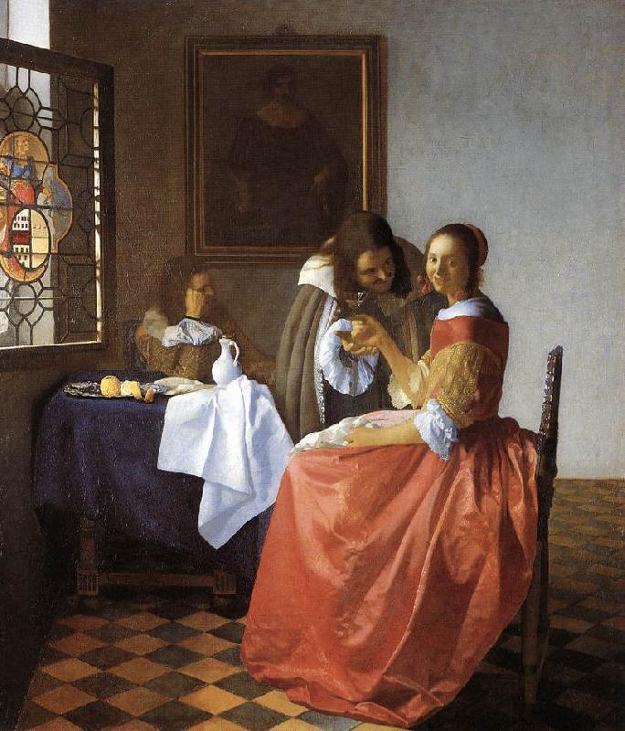 Jan Vermeer A Lady and Two Gentlemen oil painting image